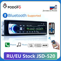 Samochodu Podofo Radio Stereo odtwarzacz cyfrowy Bluetooth MP3 odtwarzacz JSD-520 60Wx4 FM Audio Stereo muzyka USB/SD z w desce rozdzielczej wejście AUX 1